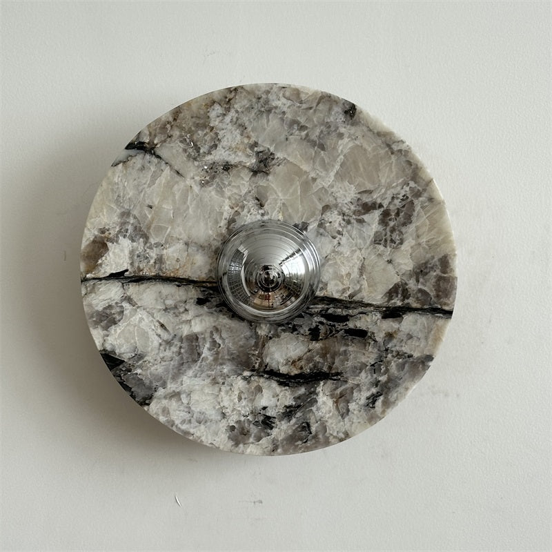 Calacatta Round Marble Wall Sconce – Italian Calacatta Purple Marble & Chrome LED Sconce