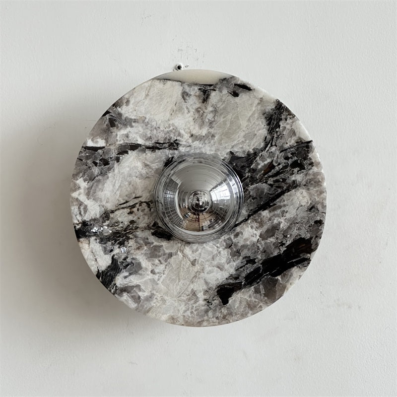 Calacatta Marble Wall Lamp – Minimalist Circular White Marble & Chrome LED Sconce