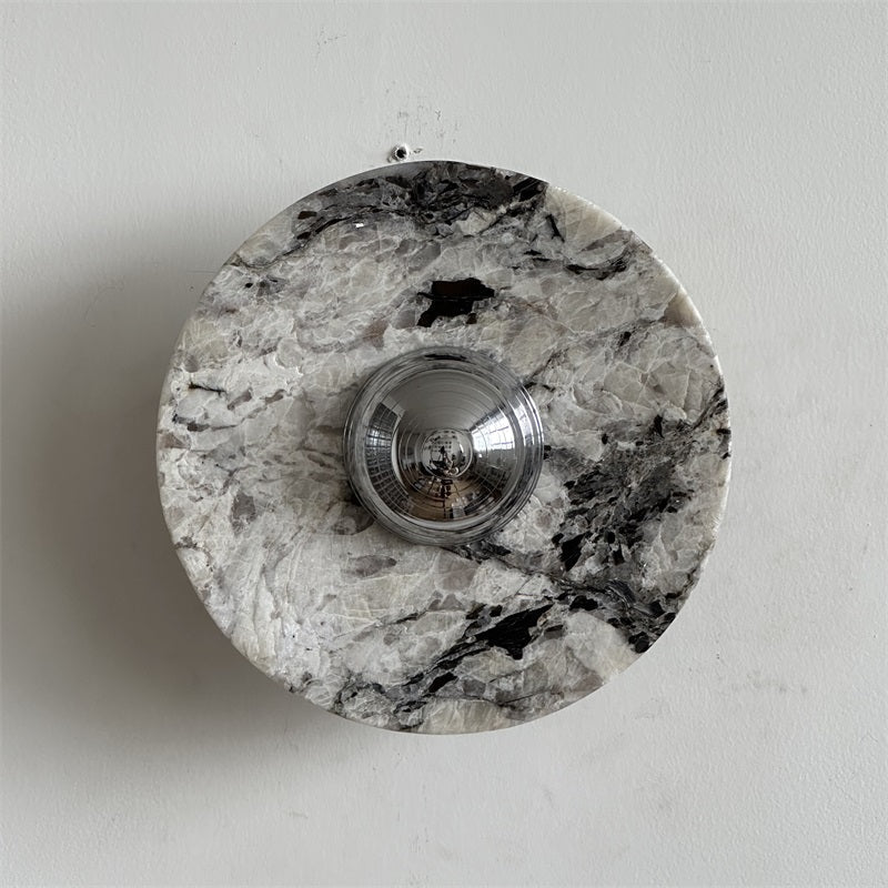 Calacatta Marble Wall Lamp – Minimalist Circular White Marble & Chrome LED Sconce