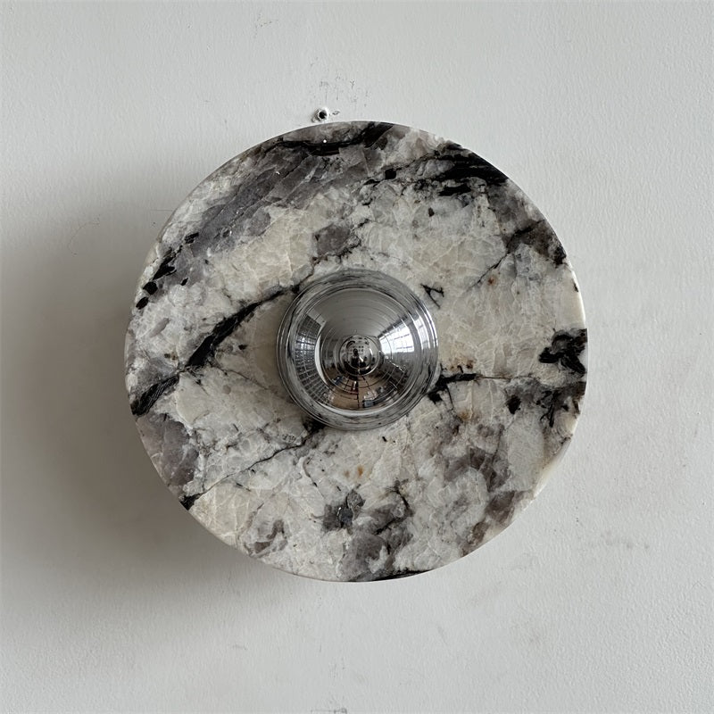 Calacatta Marble Wall Lamp – Minimalist Circular White Marble & Chrome LED Sconce
