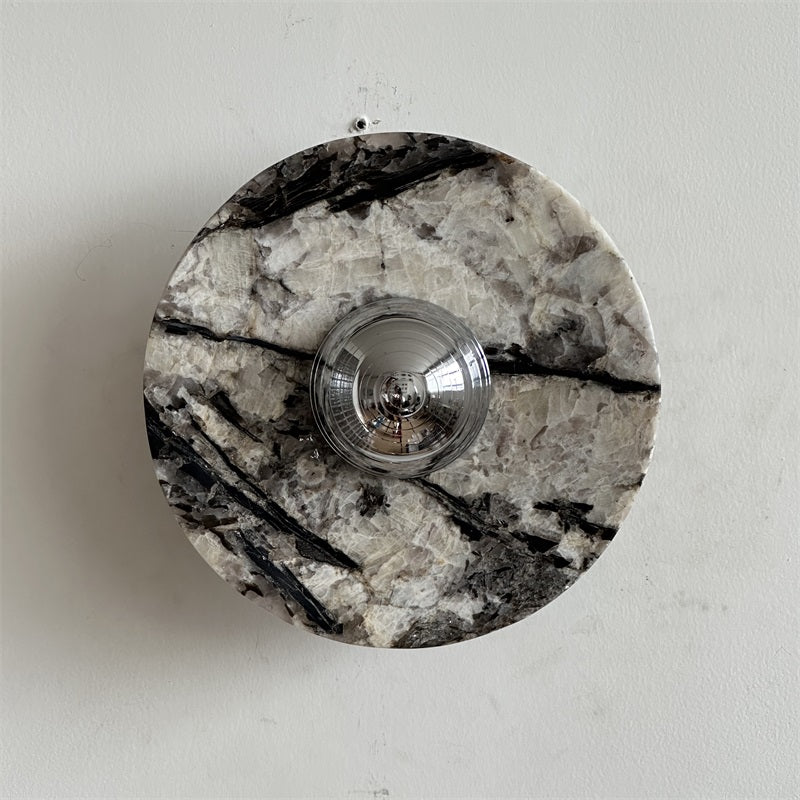 Calacatta Marble Wall Lamp – Minimalist Circular White Marble & Chrome LED Sconce