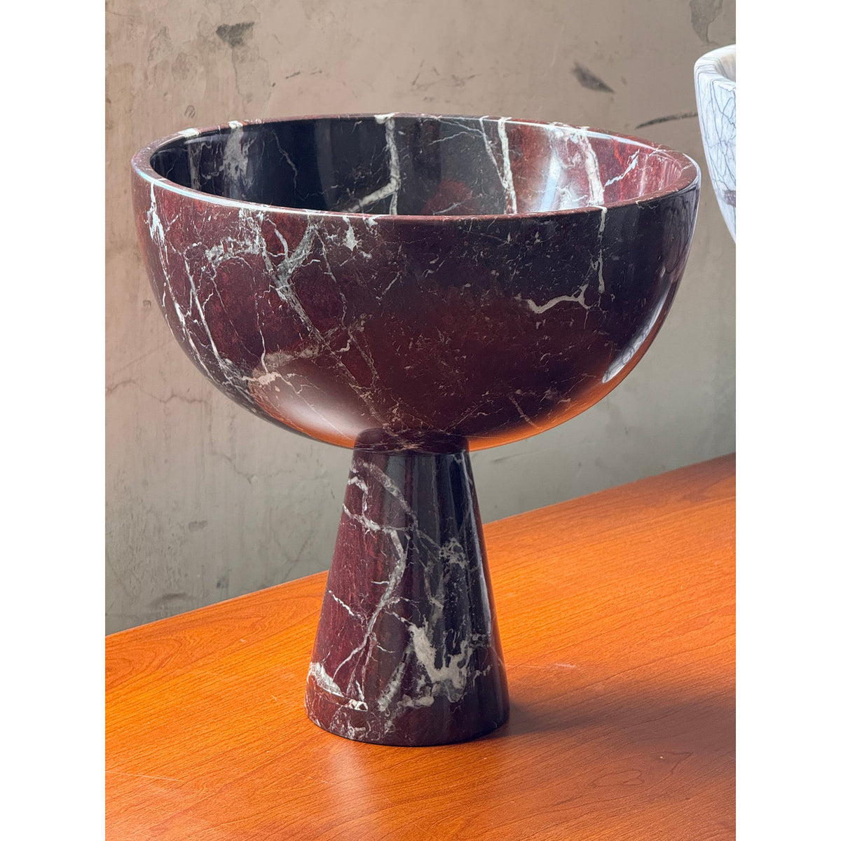 Gala Marble Fruit Plate - Carved Natural Marble Pedestal Bowl & Display Plate