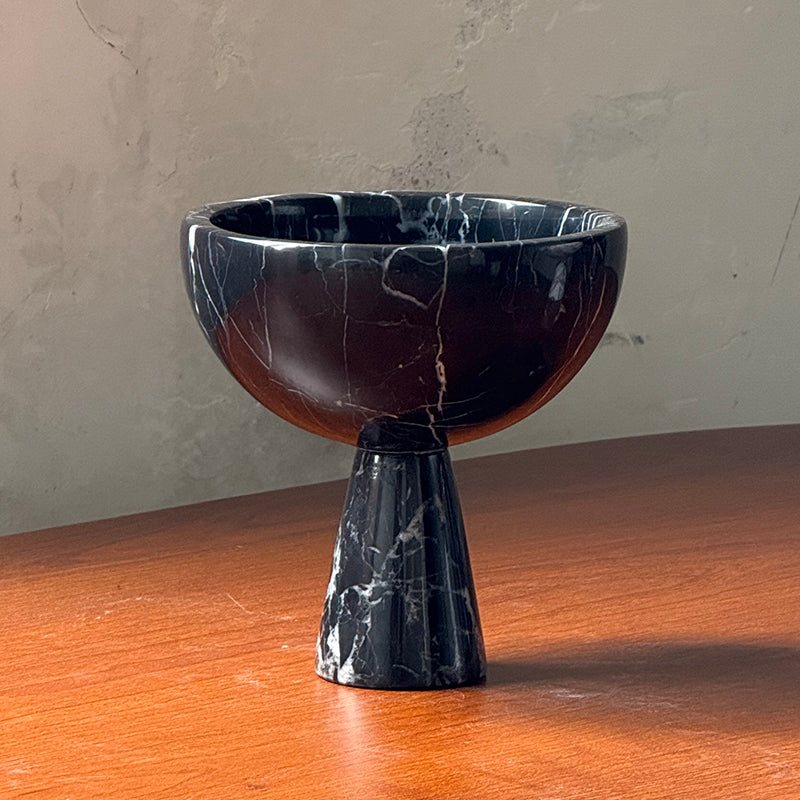 Gala Marble Fruit Plate - Carved Natural Marble Pedestal Bowl & Display Plate