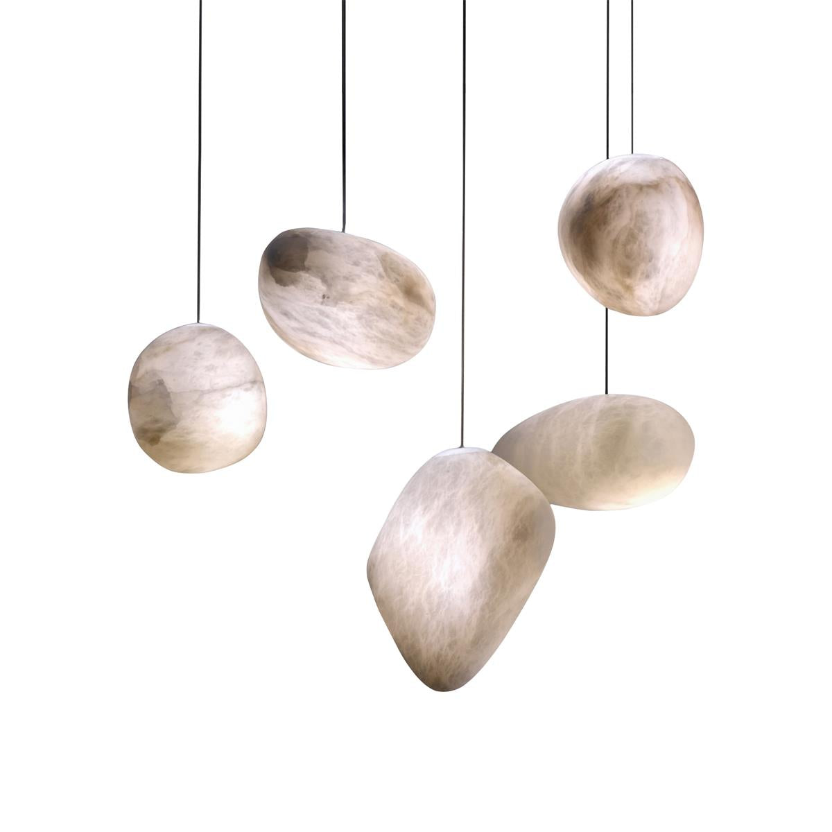 Galet Alabaster Pendant Light - Hand-Chiseled French Organic Stone Pendant
