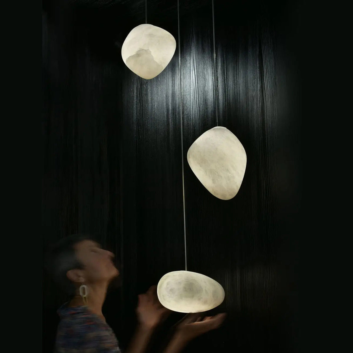 Galet Alabaster Pendant Light - Hand-Chiseled French Organic Stone Pendant