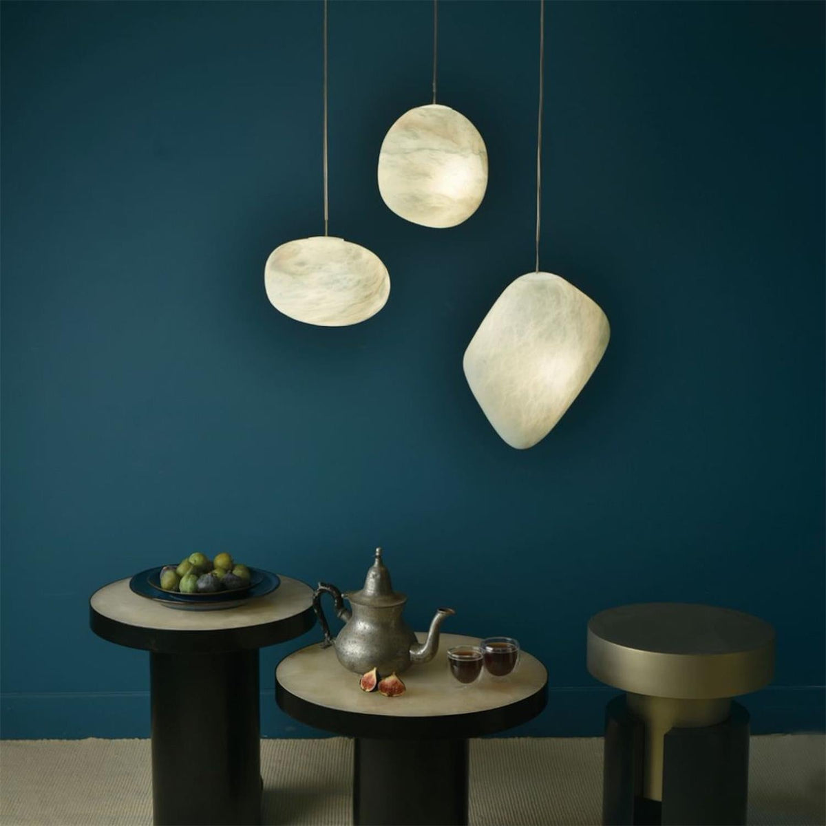 Galet Alabaster Pendant Light - Hand-Chiseled French Organic Stone Pendant