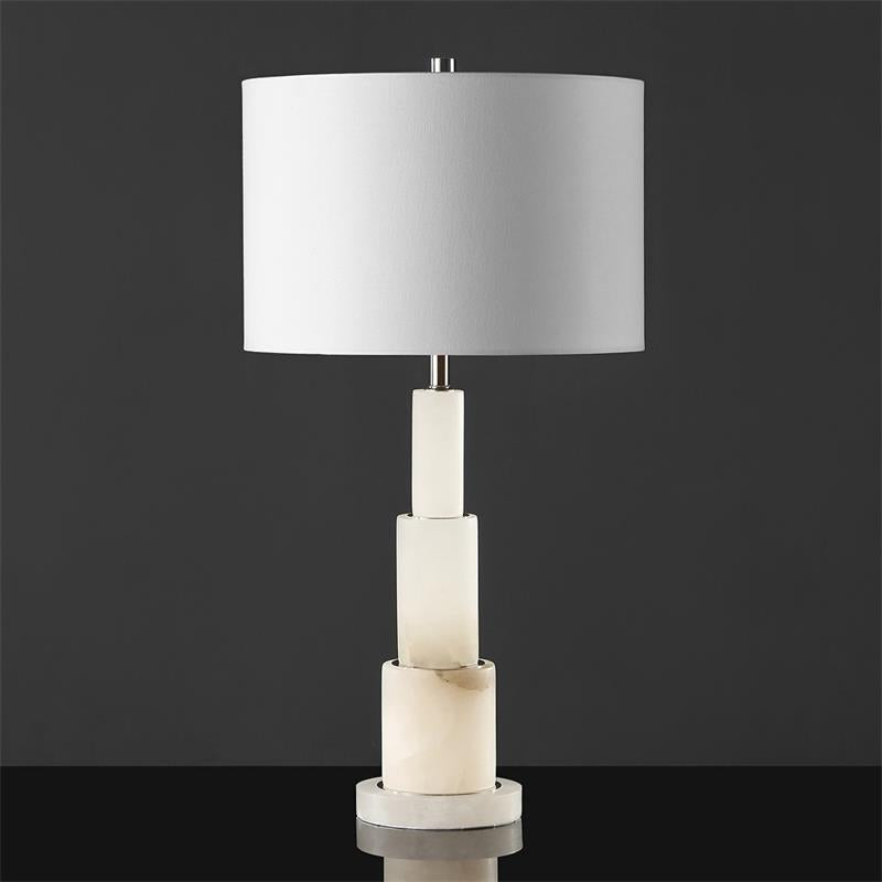 Gardiner Alabaster Table Lamp - Tiered Natural Alabaster & Gold Luxury Accent Light
