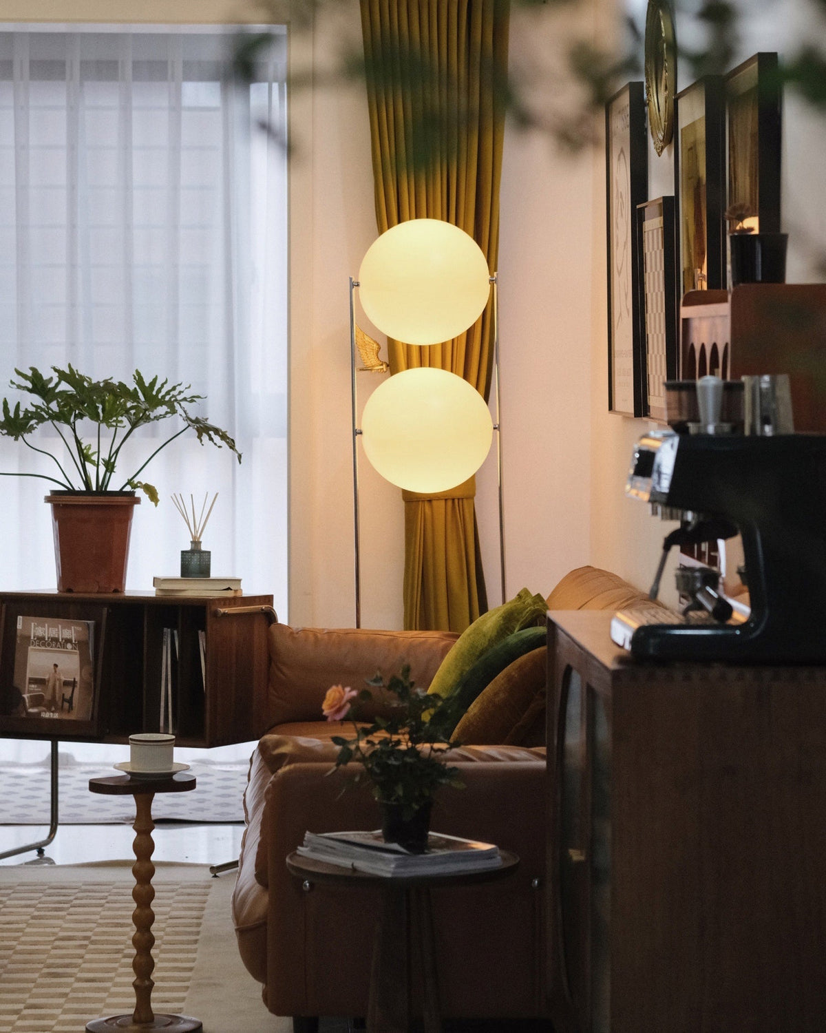 Garrault-Delord Ball Floor Lamp - Chrome Multi-Head Acrylic Globe Floor Light