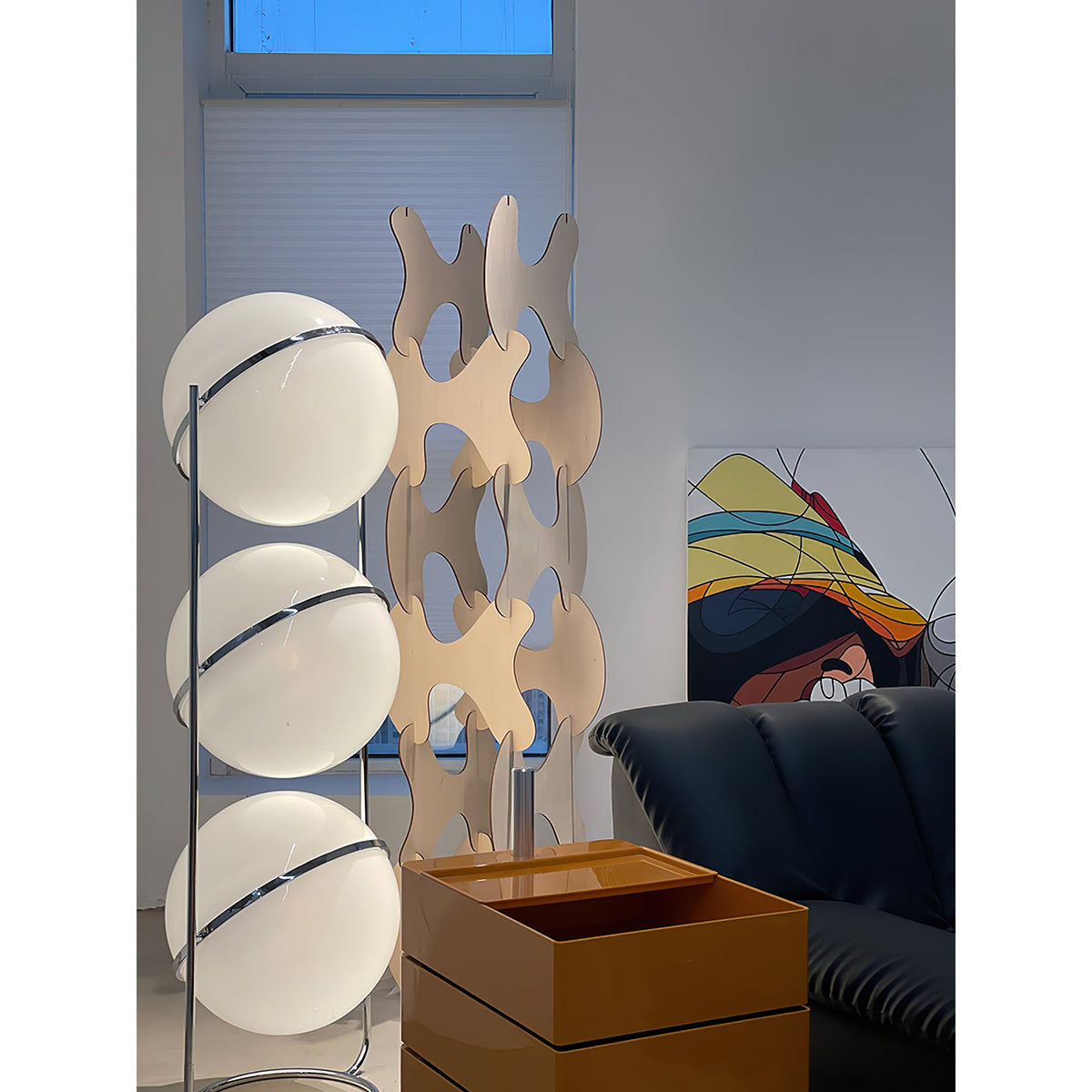Garrault-Delord Ball Floor Lamp - Chrome Multi-Head Acrylic Globe Floor Light