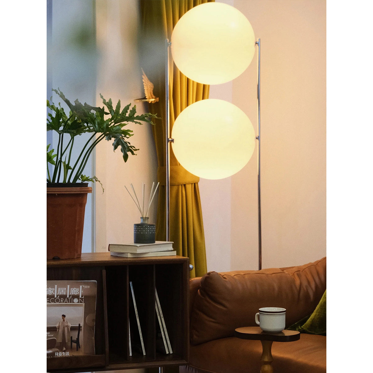 Garrault-Delord Ball Floor Lamp - Chrome Multi-Head Acrylic Globe Floor Light