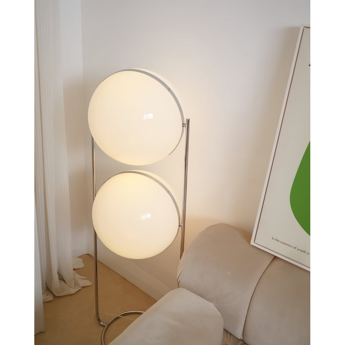 Garrault-Delord Ball Floor Lamp - Chrome Multi-Head Acrylic Globe Floor Light