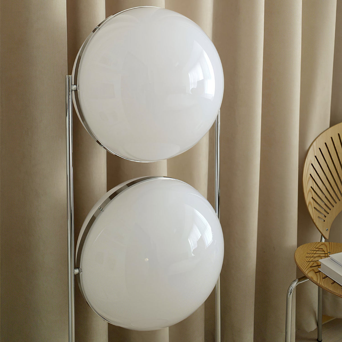 Garrault-Delord Ball Floor Lamp - Chrome Multi-Head Acrylic Globe Floor Light