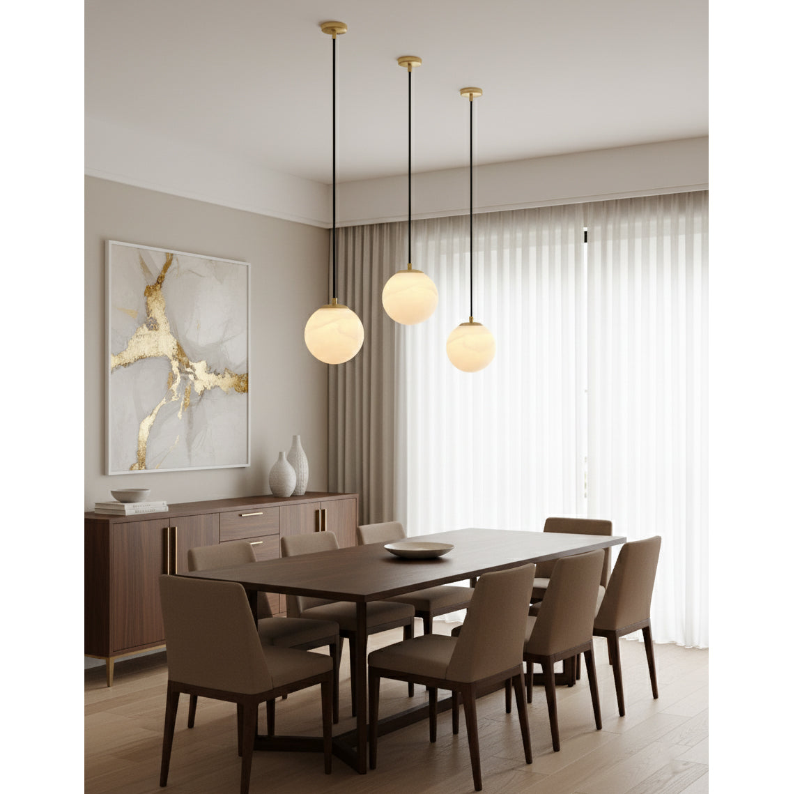 Savina Alabaster Pendant Light - Spanish Stone Celestial Orb Light