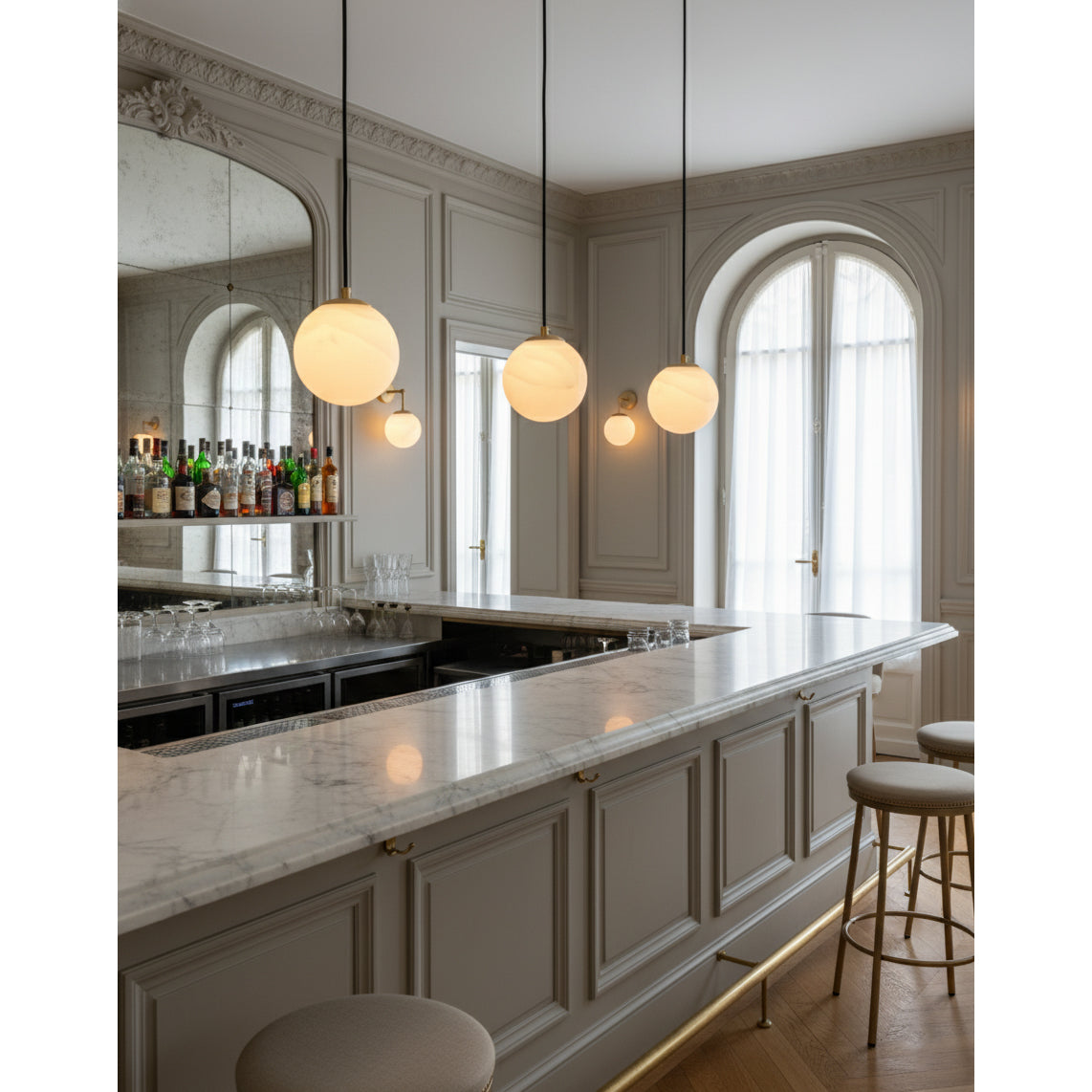 Savina Alabaster Pendant Light - Spanish Stone Celestial Orb Light