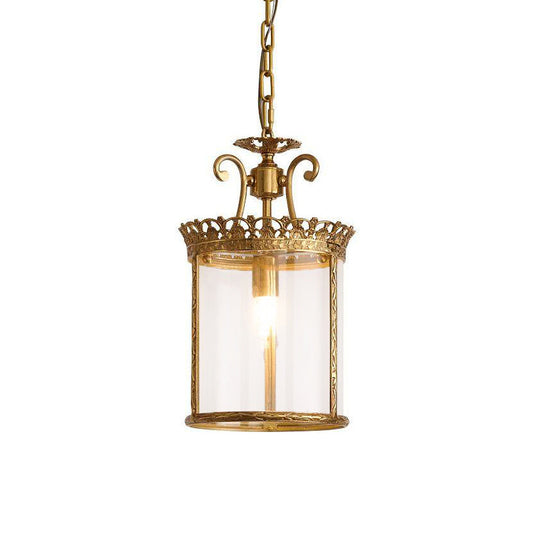 Gentry Pendant Lamp - Polished Brass & Clear Glass Lantern Pendant Light