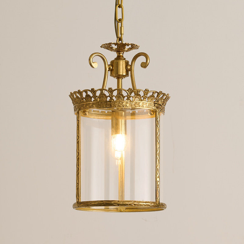 Gentry Pendant Lamp - Polished Brass & Clear Glass Lantern Pendant Light