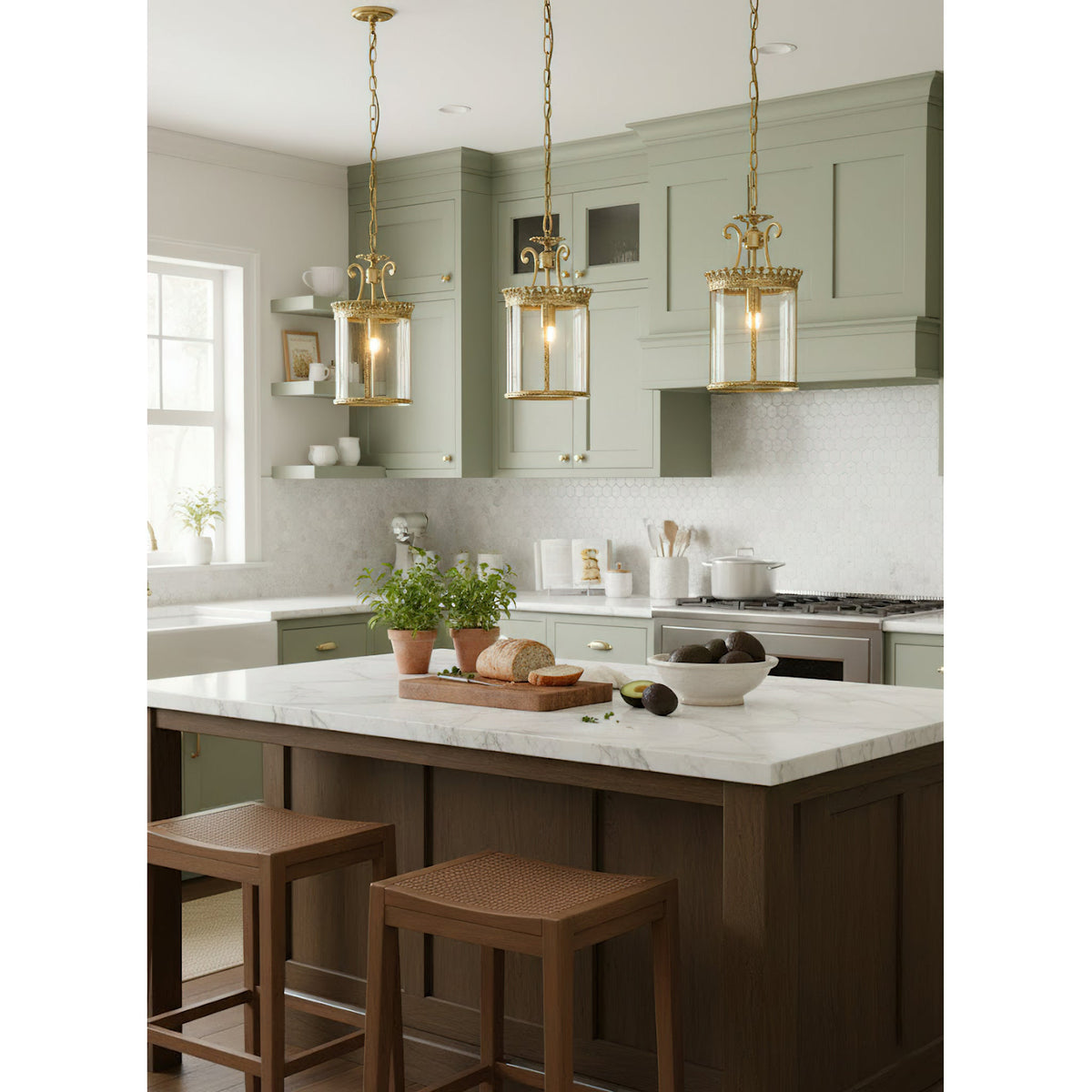 Gentry Pendant Lamp - Polished Brass & Clear Glass Lantern Pendant Light