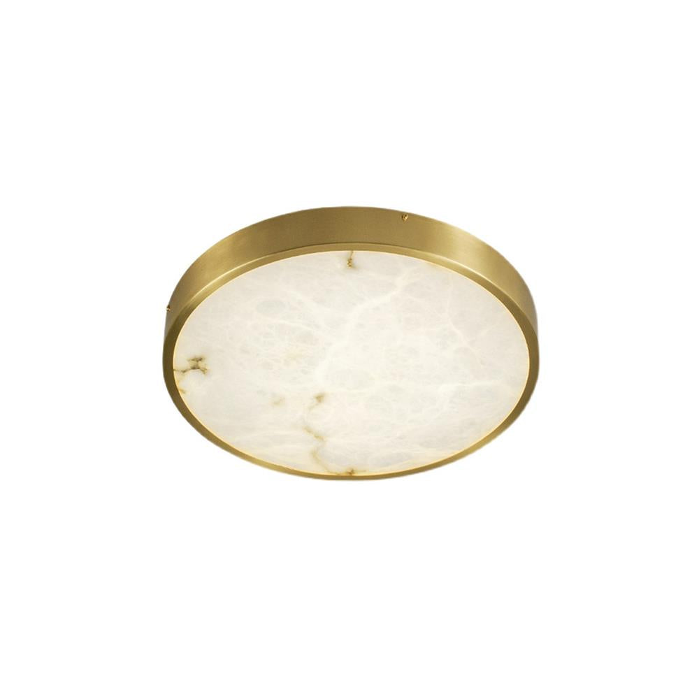 Geometric Alabaster Recessed Ceiling Light - Low-Profile Brass & Natural Alabaster LED Flush Mount