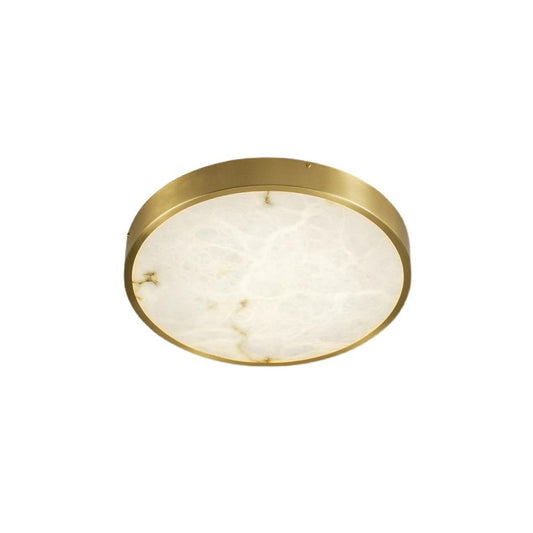 Geometric Alabaster Recessed Ceiling Light - Low-Profile Brass & Natural Alabaster LED Flush Mount