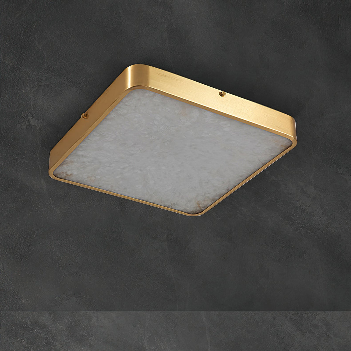 Geometric Alabaster Recessed Ceiling Light - Low-Profile Brass & Natural Alabaster LED Flush Mount