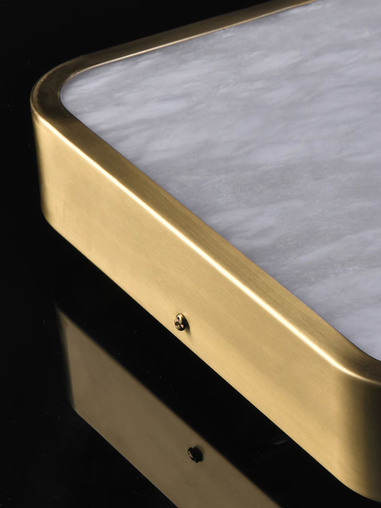 Geometric Alabaster Recessed Ceiling Light - Low-Profile Brass & Natural Alabaster LED Flush Mount