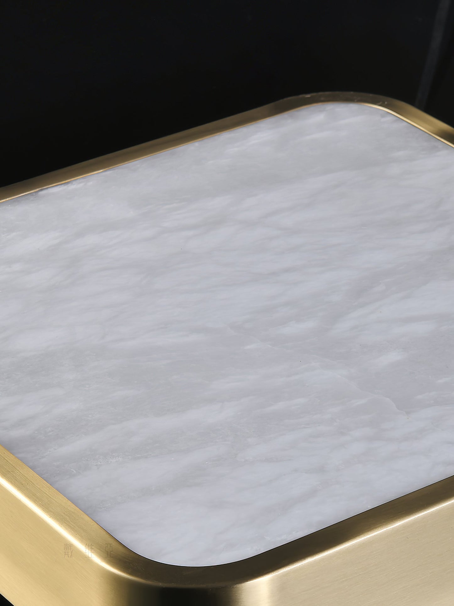 Geometric Alabaster Recessed Ceiling Light - Low-Profile Brass & Natural Alabaster LED Flush Mount