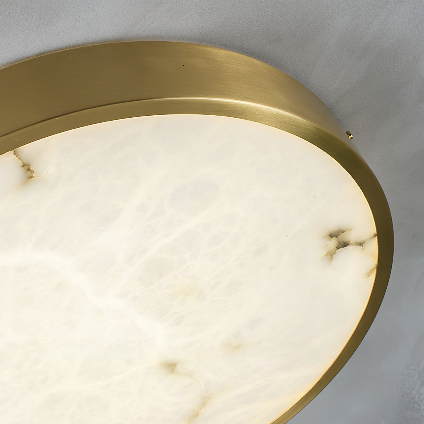 Geometric Alabaster Recessed Ceiling Light - Low-Profile Brass & Natural Alabaster LED Flush Mount