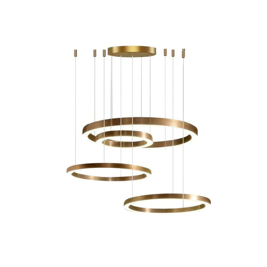 Gianni Chandelier - Floating Circular LED Ring Pendant Light in Gold & White