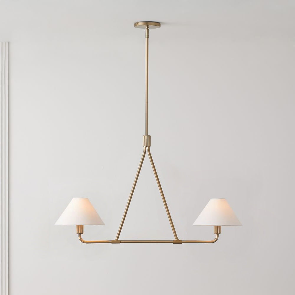 Beatrix Linear Chandelier | Modern Brass & Fabric Shade Island Light