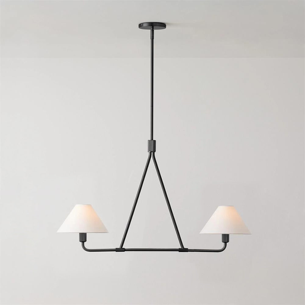 Beatrix Linear Chandelier | Modern Brass & Fabric Shade Island Light