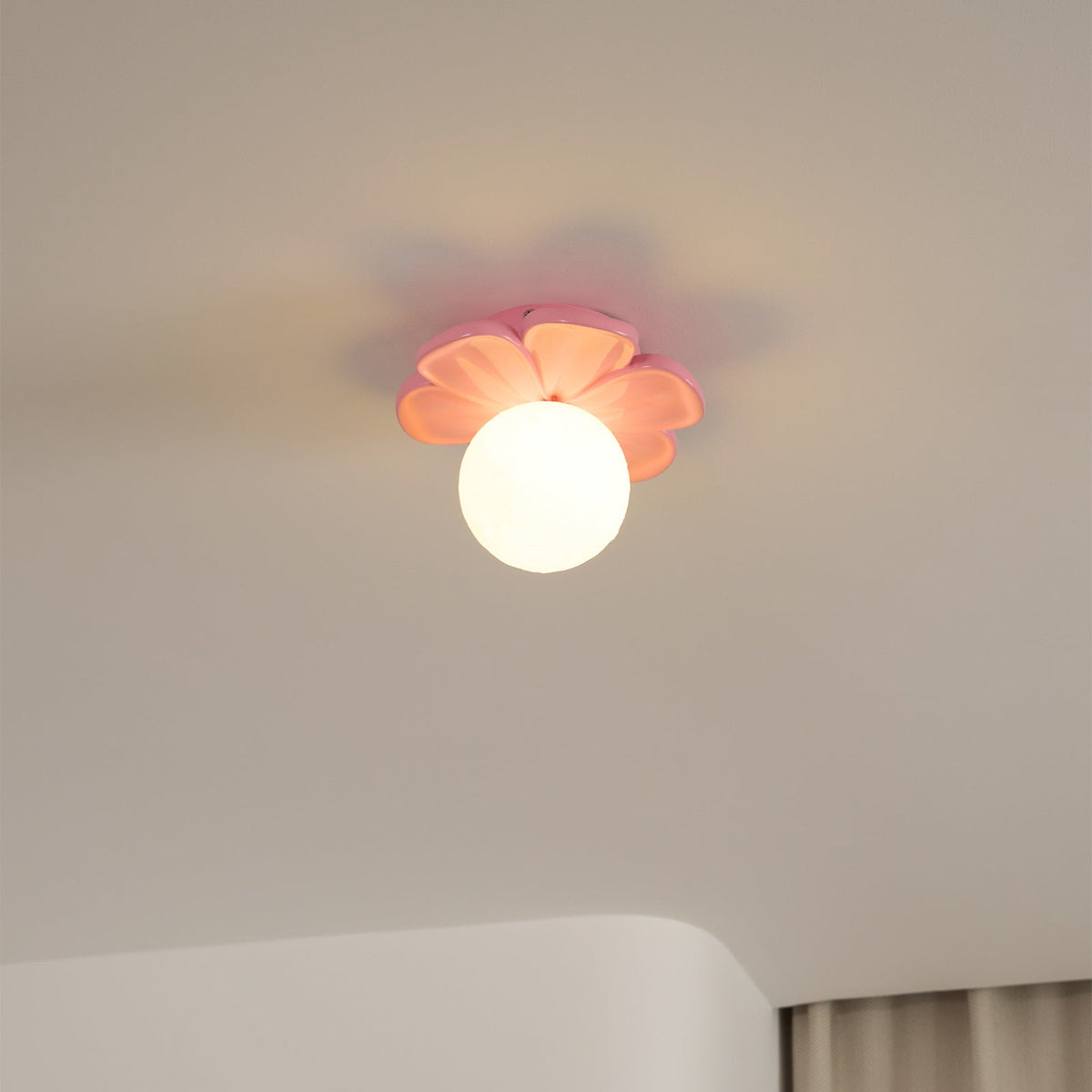 Cream Bloom Flower Ceiling Lamp – Flush Mount & Wall Sconce Sculpted Floral Light