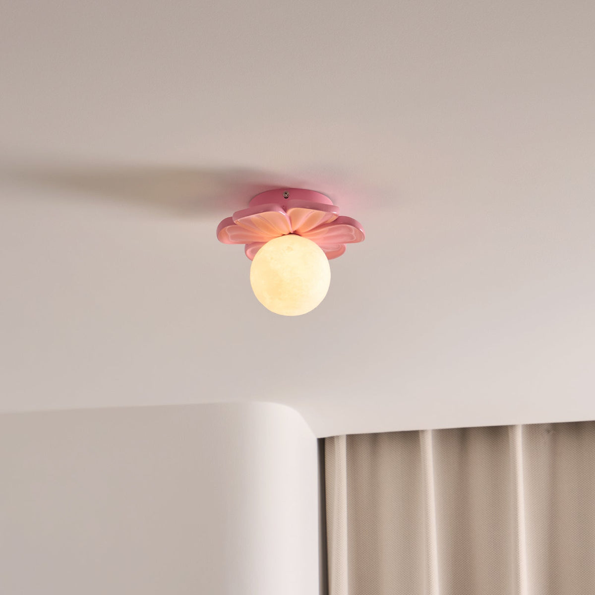 Cream Bloom Flower Ceiling Lamp – Flush Mount & Wall Sconce Sculpted Floral Light