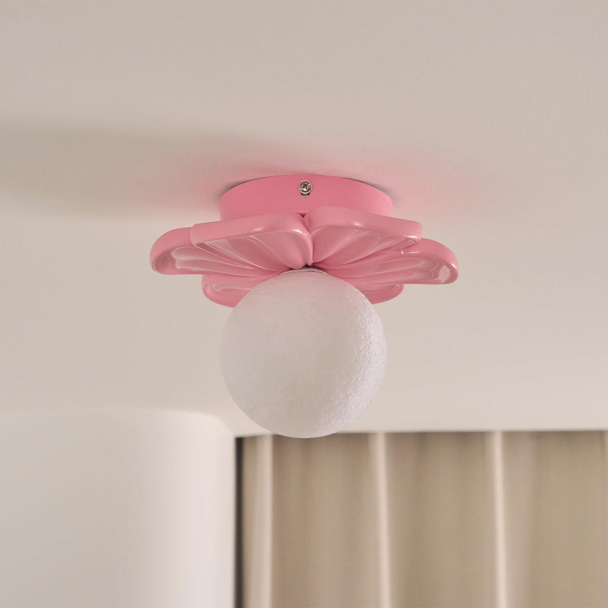 Cream Bloom Flower Ceiling Lamp – Flush Mount & Wall Sconce Sculpted Floral Light