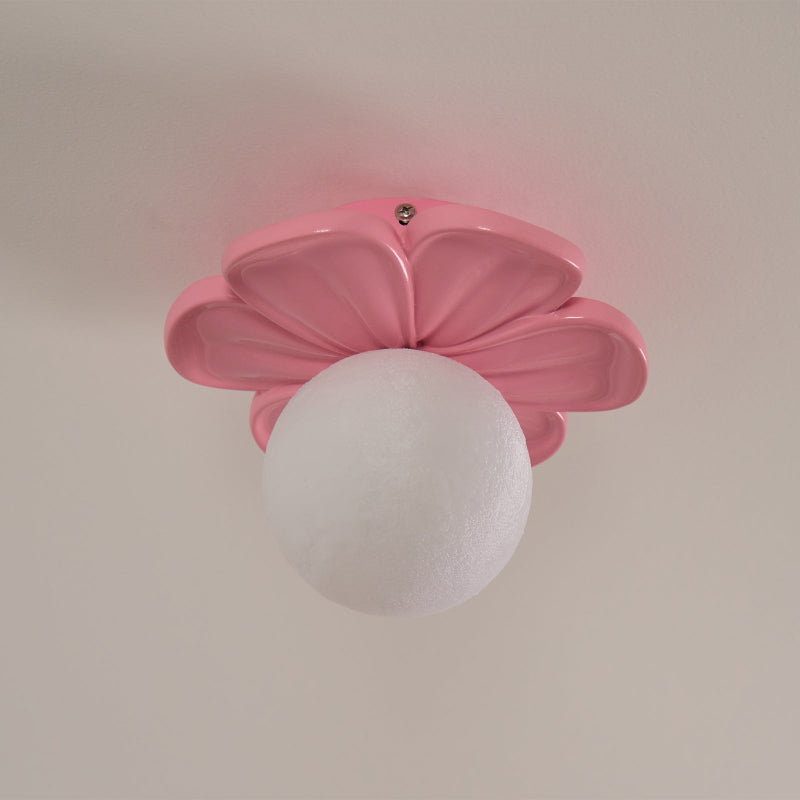 Cream Bloom Flower Ceiling Lamp – Flush Mount & Wall Sconce Sculpted Floral Light