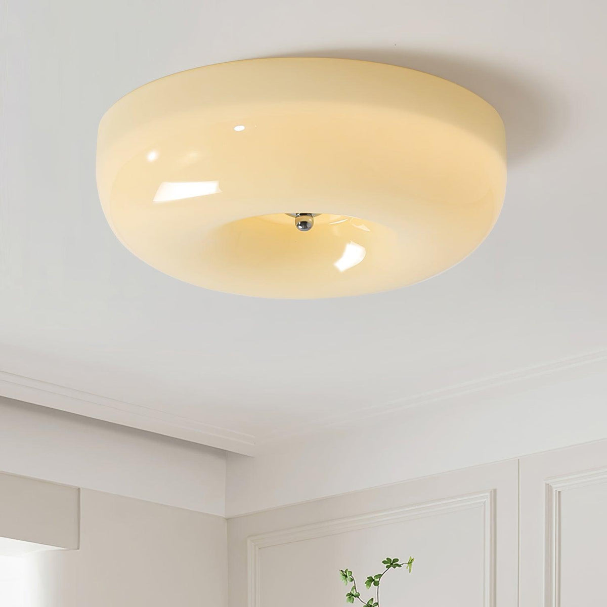 Glass Button Ceiling Lamp - Low-Profile Smooth Glass Button LED Flush Mount Light