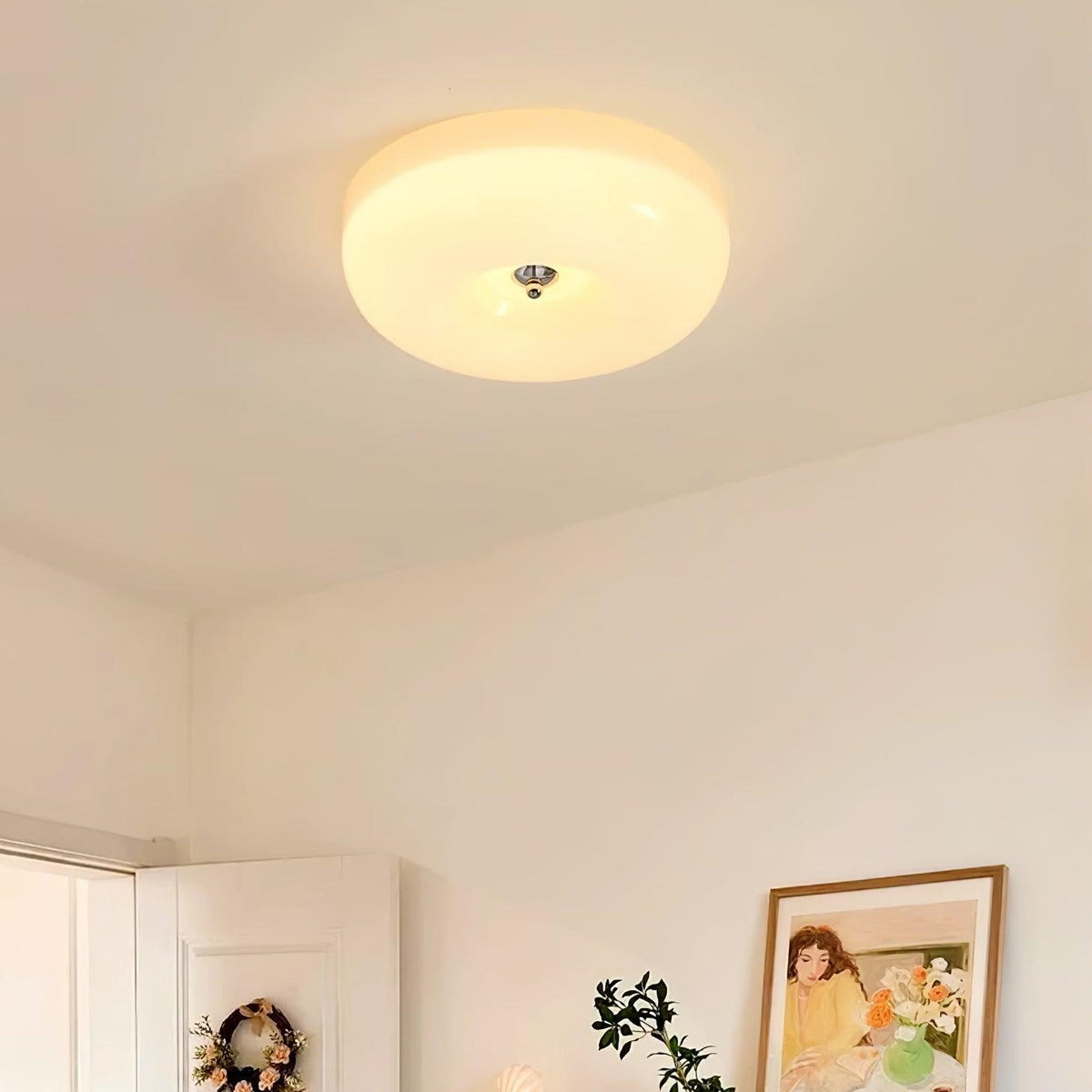 Glass Button Ceiling Lamp - Low-Profile Smooth Glass Button LED Flush Mount Light