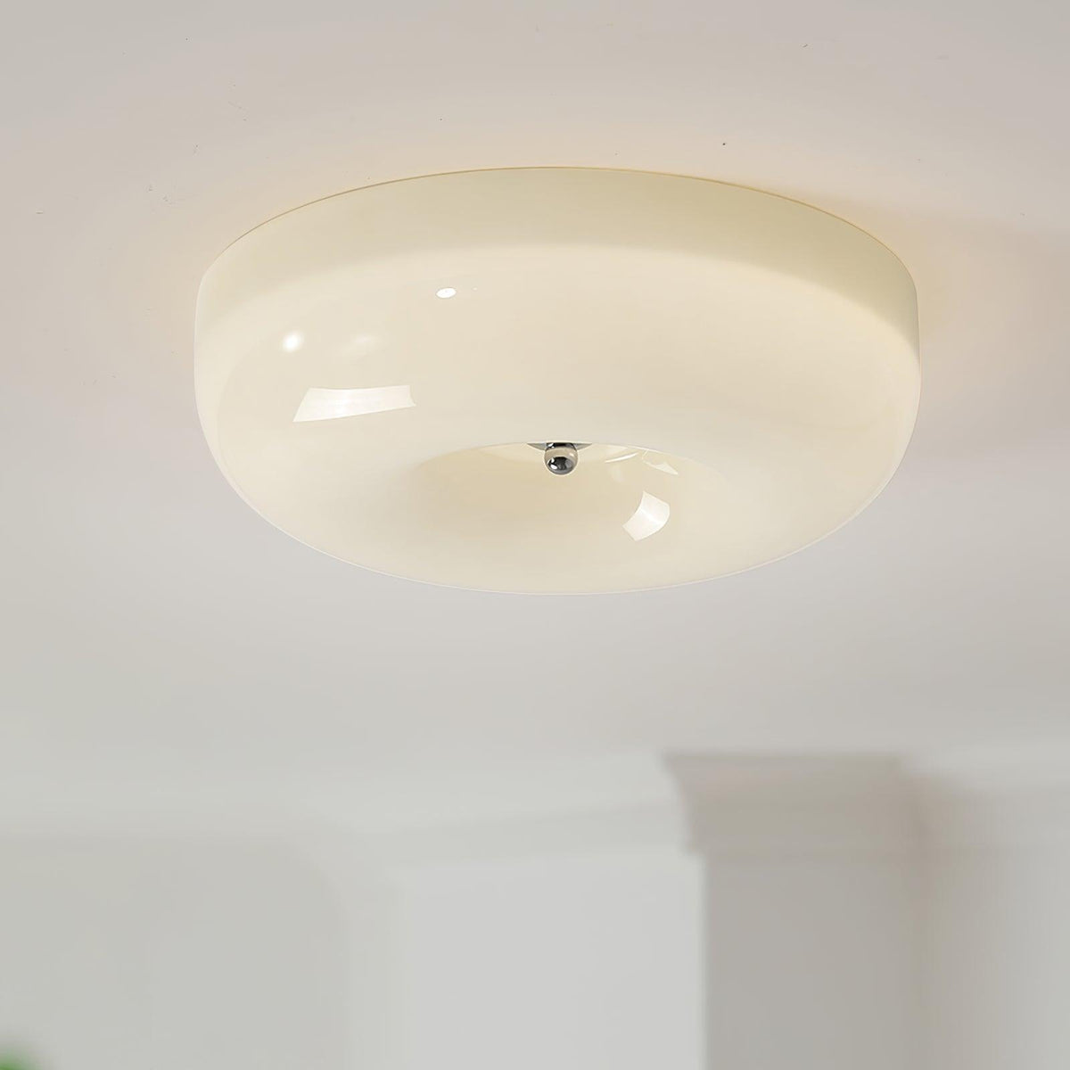 Glass Button Ceiling Lamp - Low-Profile Smooth Glass Button LED Flush Mount Light