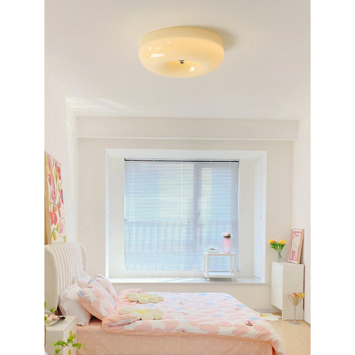 Glass Button Ceiling Lamp - Low-Profile Smooth Glass Button LED Flush Mount Light