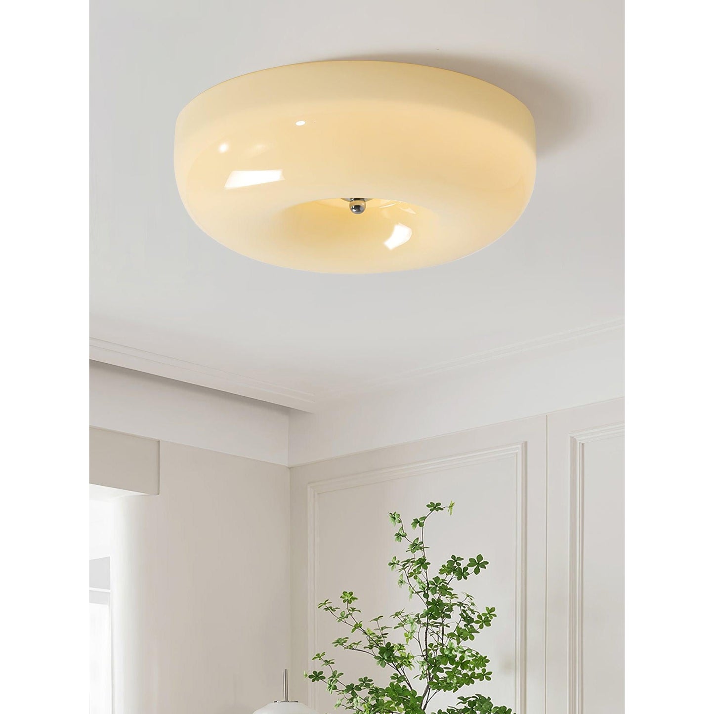 Glass Button Ceiling Lamp - Low-Profile Smooth Glass Button LED Flush Mount Light