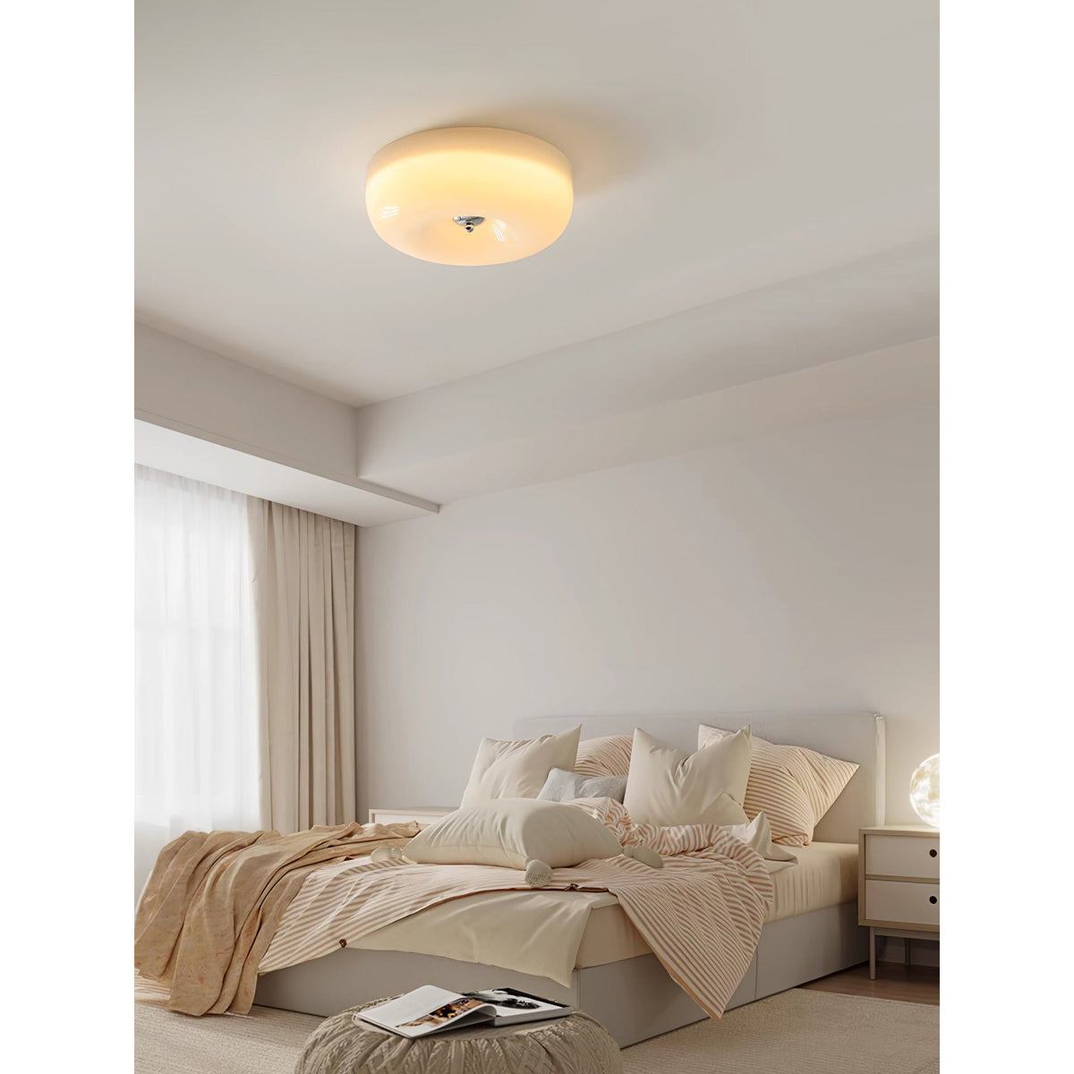 Glass Button Ceiling Lamp - Low-Profile Smooth Glass Button LED Flush Mount Light