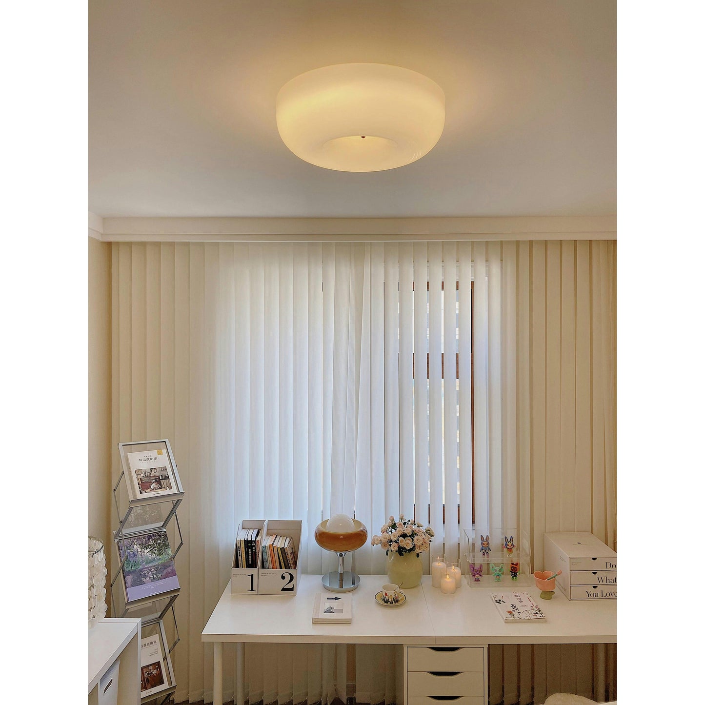 Glass Button Ceiling Lamp - Low-Profile Smooth Glass Button LED Flush Mount Light