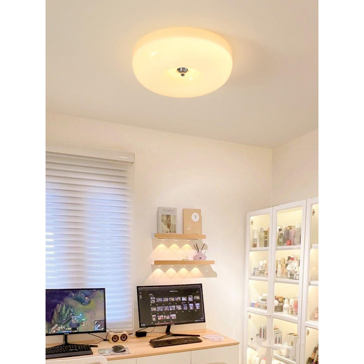 Glass Button Ceiling Lamp - Low-Profile Smooth Glass Button LED Flush Mount Light