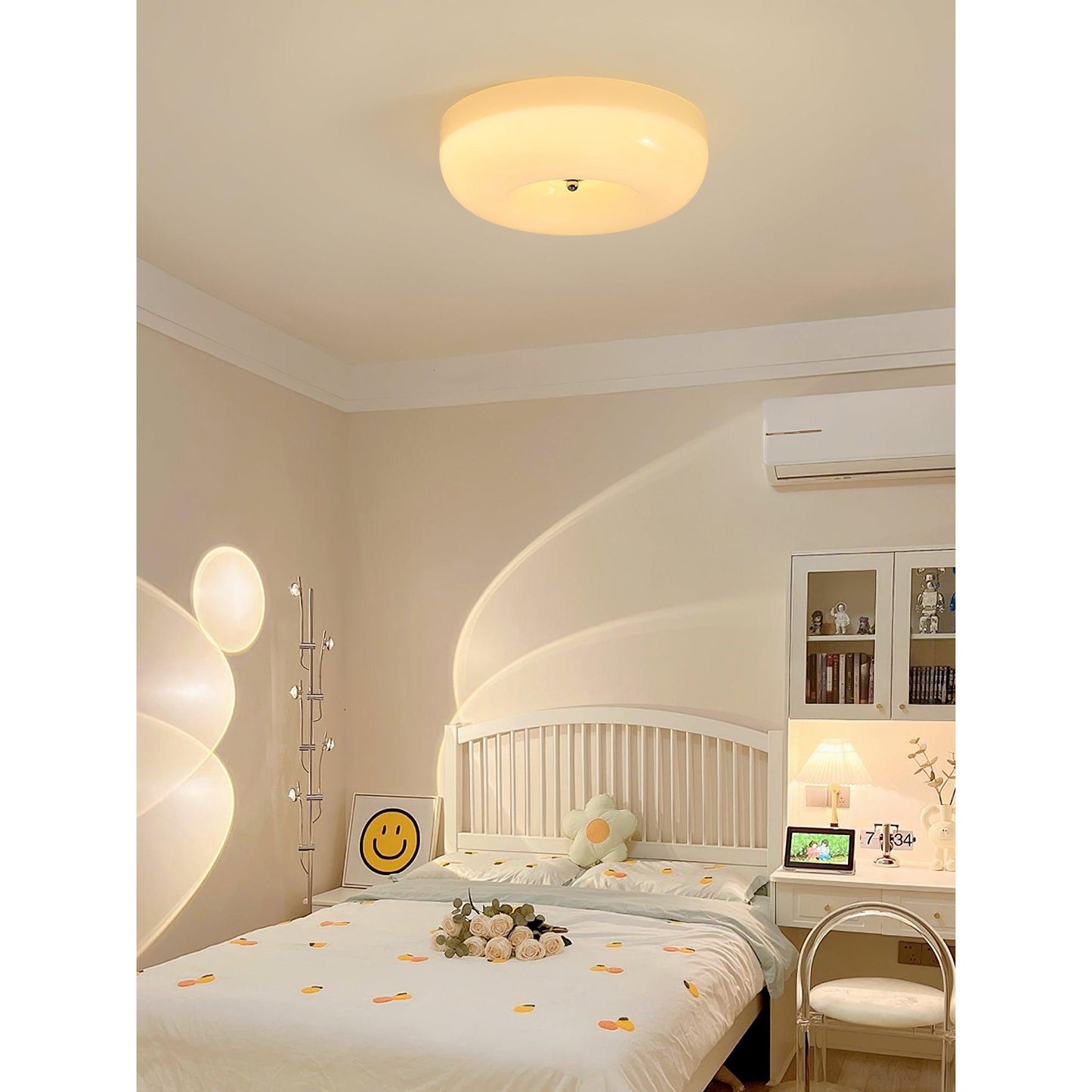 Glass Button Ceiling Lamp - Low-Profile Smooth Glass Button LED Flush Mount Light