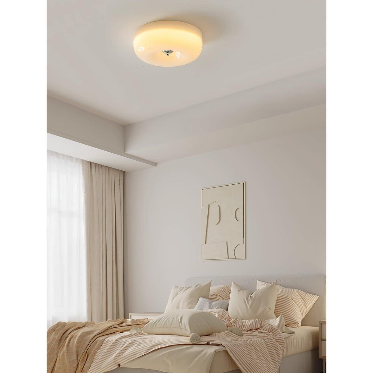 Glass Button Ceiling Lamp - Low-Profile Smooth Glass Button LED Flush Mount Light
