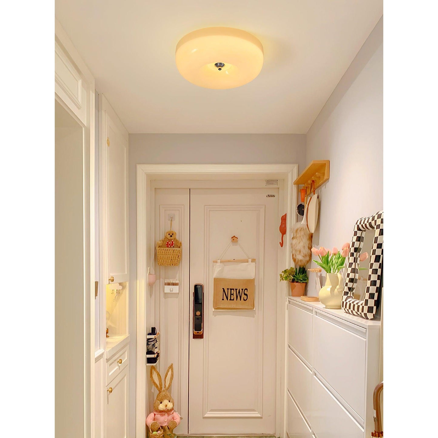 Glass Button Ceiling Lamp - Low-Profile Smooth Glass Button LED Flush Mount Light