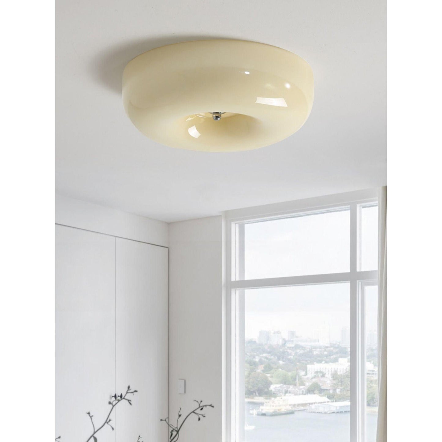 Glass Button Ceiling Lamp - Low-Profile Smooth Glass Button LED Flush Mount Light