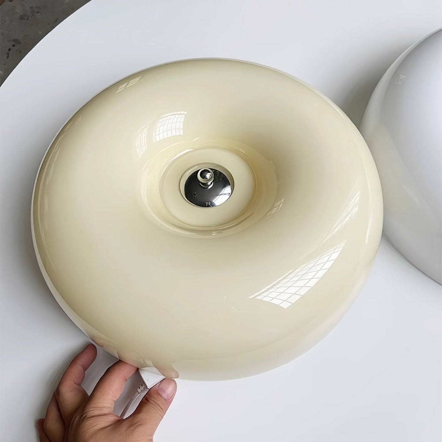 Glass Button Ceiling Lamp - Low-Profile Smooth Glass Button LED Flush Mount Light