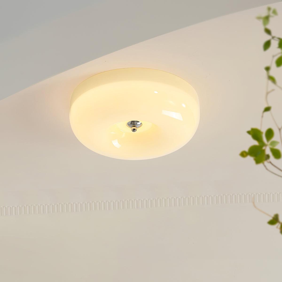 Glass Button Ceiling Lamp - Low-Profile Smooth Glass Button LED Flush Mount Light