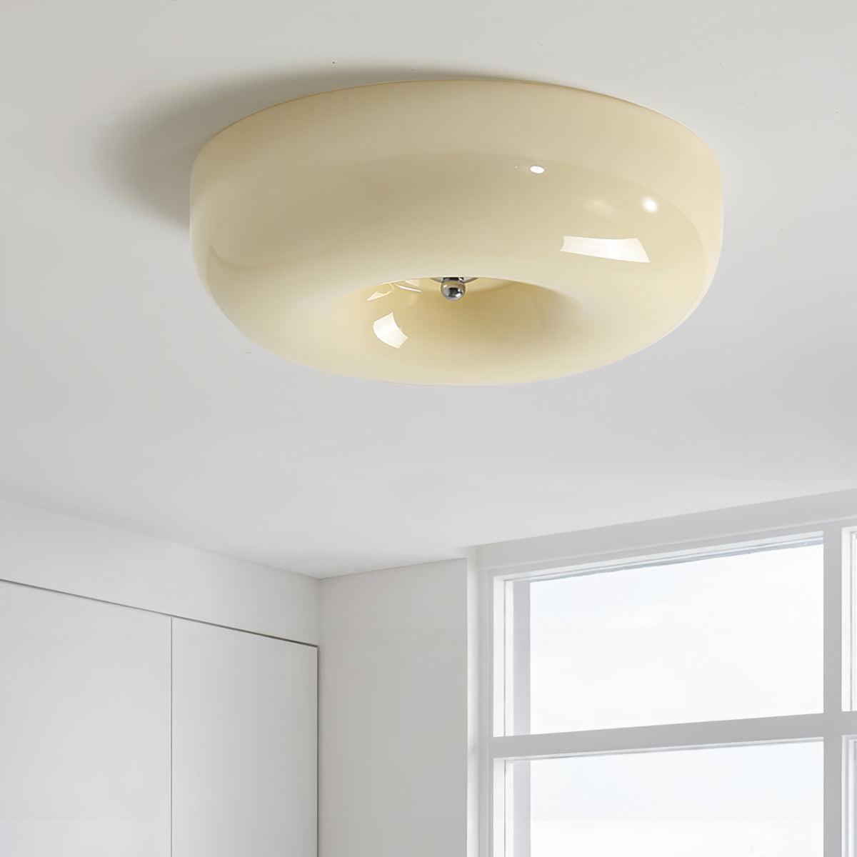 Glass Button Ceiling Lamp - Low-Profile Smooth Glass Button LED Flush Mount Light