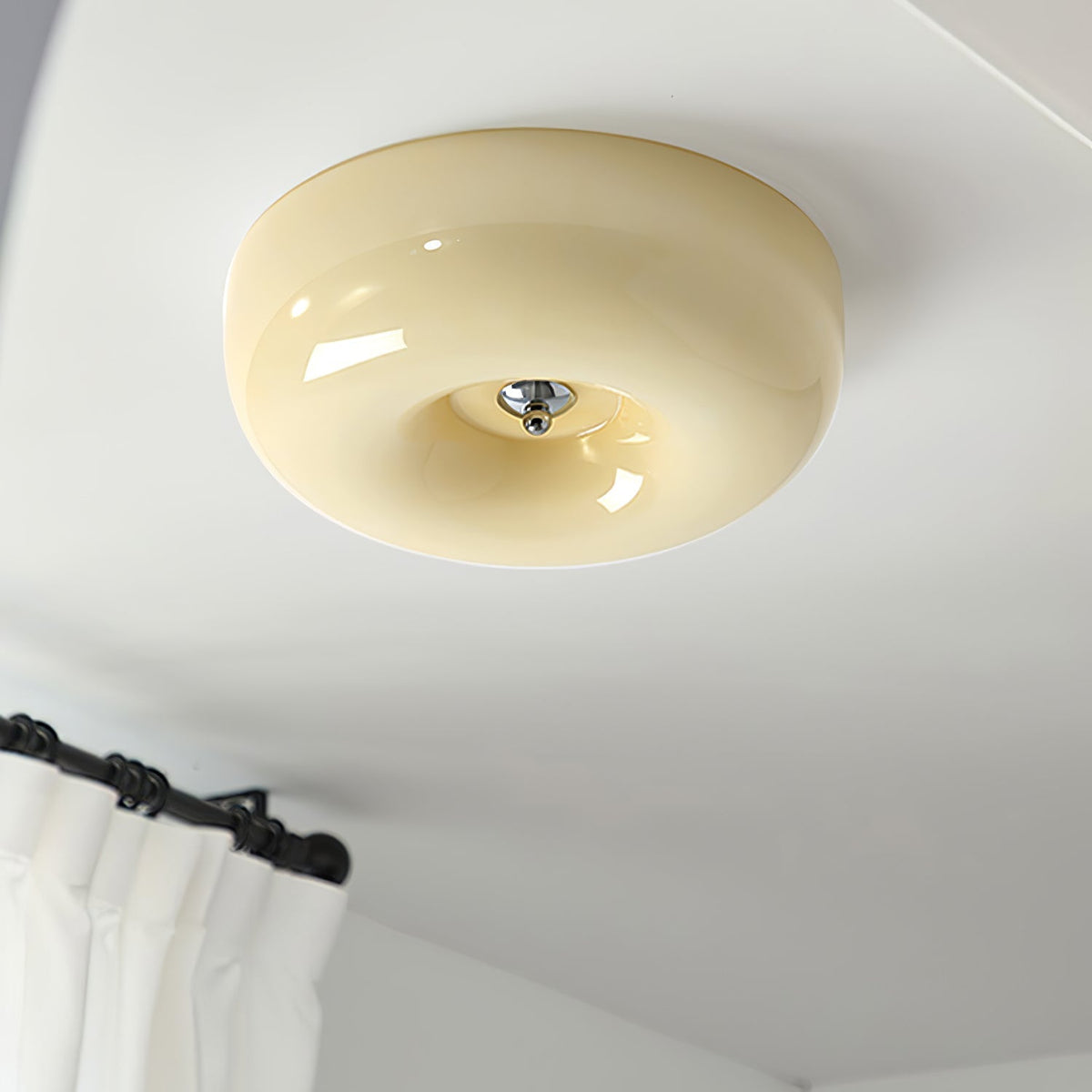 Glass Button Ceiling Lamp - Low-Profile Smooth Glass Button LED Flush Mount Light
